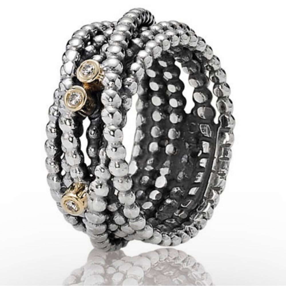 Pandora Entangled Beauty Sterling Silver & 14K Gold Entangled Ring w/ Diamonds